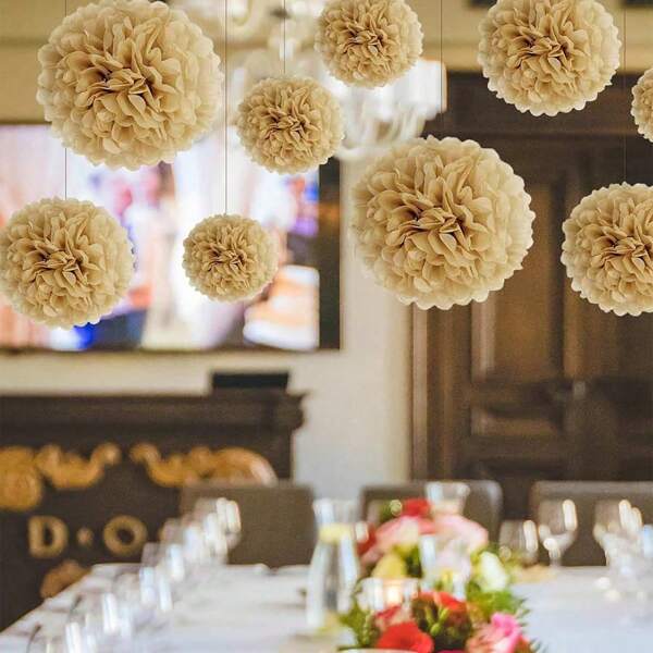 10 pièces/Set Boules en papier de soie, boules florales suspendues en papier pour décoration de mariage, fiançailles, anniversaire, baby shower, enterrement de vie de jeune fille