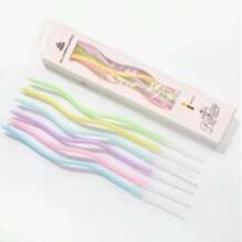 6pcs/12pcs Curve Colored Candle, Birthday Candle, Birthday Cake Decoration Plug-In, Birthday Cake Decoration, Cake Decoration, Baking Supplies, Baking Decoration
