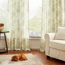 Vangao 2 Pcs Semi-Sheer Linen Butterfly Flower Printed Rod Pocket Curtains French Country Vintage Curtain Panpel Lightweight Light Filtering Well Made Good Color And Quality Drapes Provide Privacy Farmhouse Window Treatments - màu xanh lá - Xem 3