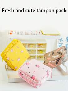 1pc Cute Sanitary Pad Storage Bag, Portable For Makeup Items, Coins And Small Essentials, Durable, Easy To Clean And Carry, Interesting Design Zipper Storage Pouch