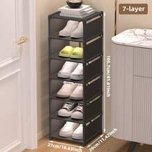 1 Zapatero de múltiples niveles, sencillo, a prueba de polvo, ahorra espacio, sin montaje, adecuado para entrada, armario, pasillo, sala de estar, garaje