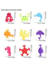 Children's Bath Toys With Suction Cups - 16pcs Silicone Ocean Animal Toys With No Holes, No Molds, And Sensory Window Building Toys For Toddlers, Suitable For Boys And Girls Aged 3-6 Years (Color And Style Random),Bath Toys No Hole,Toys For Girls,Pool Toys For Kids,Bath Toys>Water Toys,Bath Time,Window Toys