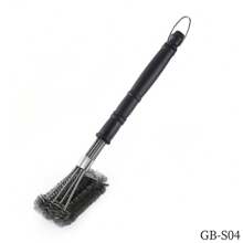 1pc BBQ Grill Cleaning Brush, Heat Resistant Steel Wire Brush, BBQ Grate Degreasing Tool With Detachable Replacement Brush Head, Barbecue Cleaning Tool, Splash-Proof Oven Cleaning Brush