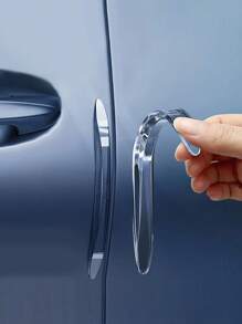 2pcs Transparent PU Car Door Edge Guard, Invisible Adhesive Anti-Collision Protection Strip, Car Door Handle Bumper Protector, Fits For All Cars