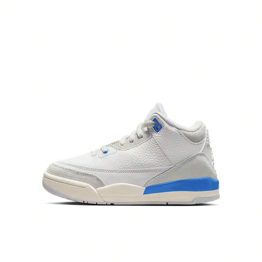 Nike JORDAN 3 RETRO (PS) Casual Sports Fashion Versatile Comfortable Teen Basketball Shoes - White Blue - View 1