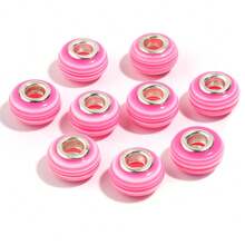 20pcs/Pack Resin Rainbow Stripe Big Hole Beads, 14mm Fashionable Casual Cute Summer Vacation Colorful Handcraft DIY Spacer Beads For Bracelets Necklaces Jewelry Pendants And Decorations - Rainbow - View 14