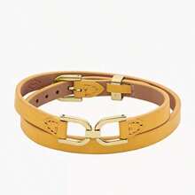 Fossil Fossil Lemon Yellow Leather Strap Bracelet Stainless Steel Buckle Heritage D-Link Casual Fashion Bracelet Suitable For Women, Daily Gift JF04439710