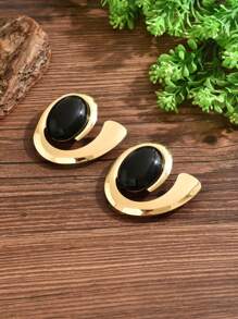 1 Pair/2 Pcs Exaggerated Geometric Waterdrop Shaped Stud Earrings, Suitable For Women's Daily Wear