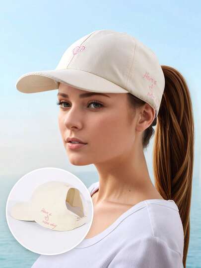1PC Women's Plain High Ponytail Baseball Cap Adjustable Sun Protection Casual Outdoor Summer Hat