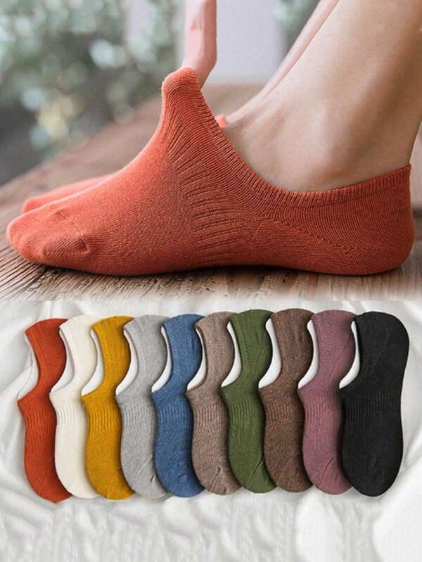 1/5/10 Pairs Women's Mesh Thin Ankle Socks - Breathable, Sweat Absorbent, Anti-Slip Silicone Grip, No-Show Design In Assorted Colors, Cute Socks