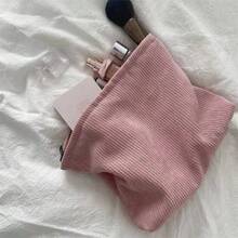 1 pieza Bolsa de cosméticos personalizable con bordado, estuche de maquillaje de pana con cremallera, regalo para damas de honor, boda
