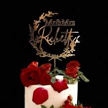 定制先生/夫人蛋糕装饰、婚礼金色蛋糕装饰、个性化蛋糕装饰、乡村风格婚礼蛋糕装饰、周年纪念蛋糕装饰。 - 彩色 - 查看 5