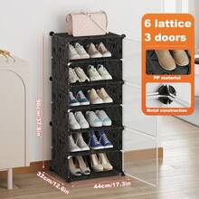 Zapatero con puerta, gabinete de zapatos de varios niveles, estantería de almacenamiento de zapatos de plástico, adecuado para armarios, pasillos, dormitorios, entradas - Multicolor - Ver 12