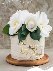 1/3/5pcs Acrylic Heart-Shaped Cake Decoration, Gold Heart-Shaped Cake Decoration, Wedding Cake Decoration, Anniversary Engagement And Birthday Party Supplies