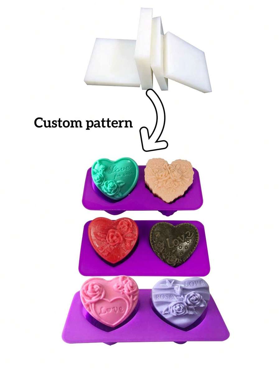 1pc/ Customized 2 Pieces Heart-Shaped Heart Rose Rose Silicone Soap Valentine's Day Chocolate Cake Candle Handmade Soap Mold