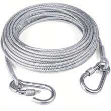 15m Steel Wire Dog Leash, Stainless Steel Clasp Multi-Function Standard Leash