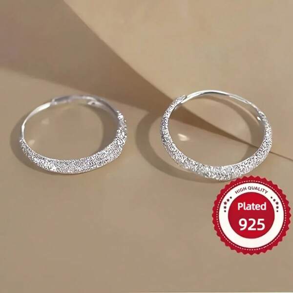 (Free Shipping)Starry Sky Sparkle: S925 Sterling Silvery Hoop Earrings - Matte Finish, Perfect For Everyday & Party Wear, Ideal Valentine's Or Mother's Day Gift,Mom,Mother,Mother's Day,Gift