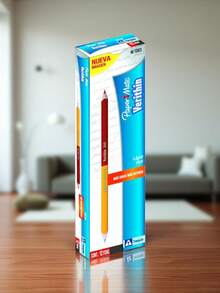 12 Verithin Paper Mate Duo Pencils, Triangular Checker Box With 12 Pieces, Two-Color Pencils Box With 12 Pieces. - Red - View 1