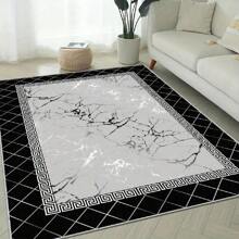 大面积地毯/露营毯，适合庭院/室内使用，饰有个性化奢华灰色图案。采用高密度面料和防滑颗粒制成，不易褪色、耐磨且吸水性强。适用于硬木地板和户外使用，方便携带。浴室厨房装饰