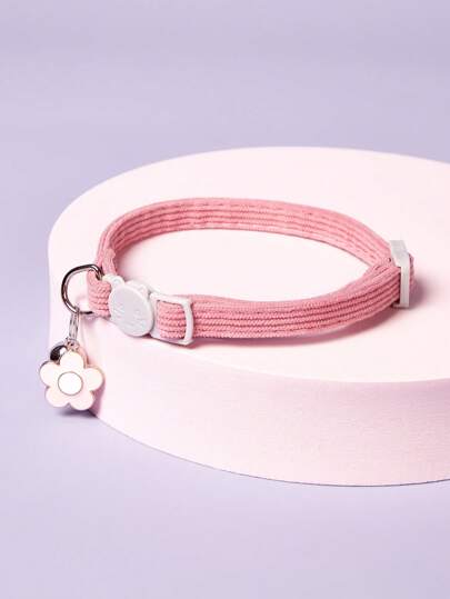 PETSIN Coleira Pendente De Flor Rosa Para Animais De Estimação, Ajustável Com Fivela De Segurança, Coleira Anti-asfixia Para Gatos, 1 Peça