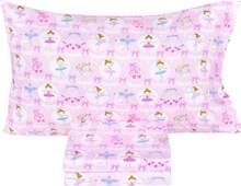Pink Ballerina Ballet Dancer Cute Fun 100% Cotton Cozy Twin Bed Sheet Set, Flat Sheet & Fitted Sheet & Pillowcase Kids Toddler Natural Bedding Set (Girl, Twin) - 珊瑚粉 - 查看 1