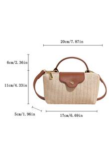 Bolso doblado de tela contrastada versátil y casual para mujer, bolso cuadrado minimalista de nailon, bolso de mano de moda, bolso de estilo retro con correa extraíble, bolsos para adolescentes, mujeres estudiantes universitarias, principiantes y trabajadores de oficina, perfecto para oficina, universidad, trabajo, negocios, viajes
