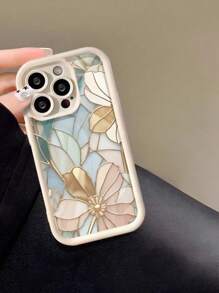 1 pieza Funda protectora para teléfono con textura gruesa y resistente a golpes, con estampado de flores delicado, compatible con iPhone 16/11/16pro/16plus/16promax/16e/15Promax/13/14/12/XS/XR/7G/8P