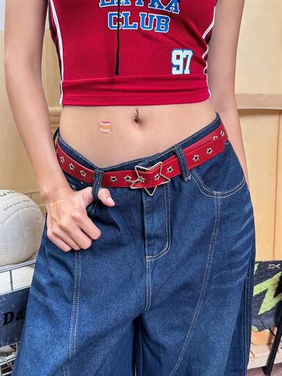 DareSee 1pc Women's Simple Star & Eye Motif Belt Street Music Fest Y2KFest Back To School Autumn Winter Gifts