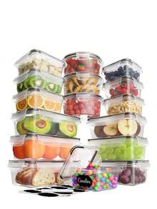 48pcs Food Storage Box Sets, Easy-To-Fix LIDS For Fresh-Keeping Boxes, Refrigerator Fresh-Keeping Storage Boxes, Sealed Plastic Containers Suitable For Pantry Rooms, Travel, Outdoor Picnics, Kitchen Organization, Including Labels And Markers. - Black and White - View 2