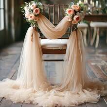 1 pieza, 8 metros Tela de malla transparente color rosa pálido para decorar arco de boda, dosel del techo, telón de fondo, adecuado para boda, compromiso, fiesta de cumpleaños, Navidad, Día de San Valentín, ceremonia de graduación y fiestas en general