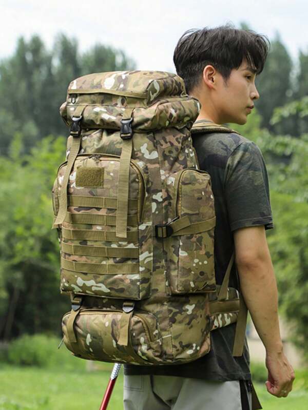 Large Capacity Waterproof & Scratch-Resistant Outdoor Tactical Camouflage Backpack, Multi-Functional 100L Working Bag, Mountaineering Bag, Fishing Bag, Survival Bag