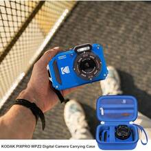 Elonbo Carrying PIXPRO WPZ2 Rugged Waterproof Digital Camera, Shockproof WiFi 4K Video Digital Camera Storage Cover Bag, Mesh Pocket Fits Battery Card. Black - PU Blue - View 7