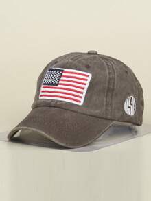 1 件男士刺绣美国国旗和破洞字母棒球帽，休闲日常/旅行装 - 美國國旗 - 查看 8