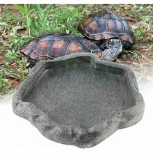 Tazón para Reptiles, Resina Comedero y Bebedero en Forma de Roca Natural, Plato Decorativo Resistente para Terrarios de Tortugas, Lagartos y Camaleones, Ideal para Decoración y A - Verde oscuro s - Ver 4