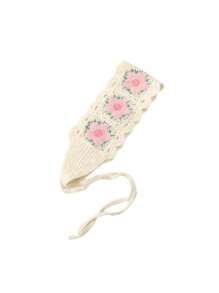 1pc Handcrafted Crochet Cherry Blossom Headband - Sweet Lace-Up Braided Bandana, All-Match Floral Hair Accessory For Women, Vintage Style With Pink And White Flowers, Cute Hair Accessory | Laceup Headband | Crocheted Flowers, Hair Accessories Fashion Hair Accessories Classic Hair Bands