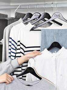 Customizable Text/Logo Wooden Thicker Non-Slip Hanger, Clothes Rack, Coat Hangers, Pants Hanger, Household Wood Hanger - Black - View 3