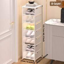 1 Zapatero de múltiples niveles, sencillo, a prueba de polvo, ahorra espacio, sin montaje, adecuado para entrada, armario, pasillo, sala de estar, garaje