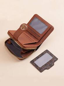 New Retro Lychee Pattern Letter Design Wallet Multi-Card Slots Short Wallet Small Women Purse Thicken Korean Fashion Compact Vintage Coin Pouch For Women Wallet Purse Wallet Small Wallet Cute Wallet Mini Wallet