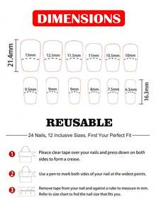 24Pcs Short Square French Creamy White Full Coverage Press On Nails With Glue & File Women Girls Party Daily - Multicolor - View 3