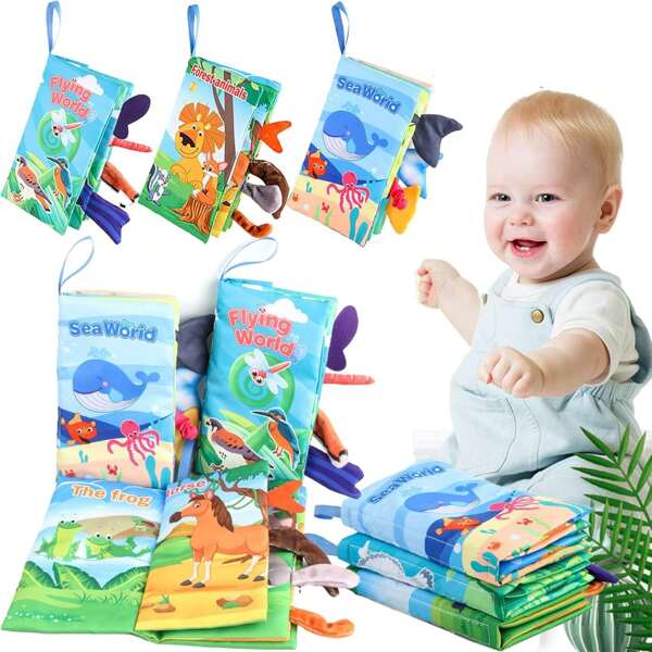 1 Packung Stoffbuch für Babys, frühkindliches Lernspielzeug, wasserdichtes Baby-Buch für Kleinkinder, Neugeborenen Baby sensorisches Lernspielzeug