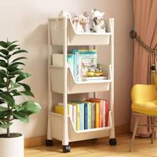 Shelves Bookshelves Movable Storage Household Trolley With Wheels Floor-Standing Simple Bookcase Children's Toy Storage Rack