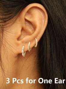 3 pièces Boucles d'oreilles dorées élégantes et brillantes pour femmes, ensemble de boucles d'oreilles dorées pour dames décorées de zircone cubiques en laiton, convient pour le port quotidien, les anniversaires, les fêtes, les vacances et les cadeaux de célébration