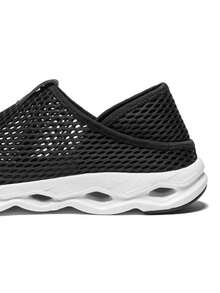 CAMEL CROWN 男士透气轻便网面休闲运动鞋，夏季户外休闲鞋 - 黑色 - 查看 2