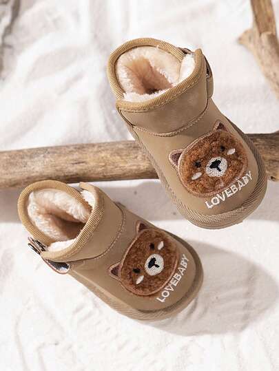 1 par de botas de nieve de dibujos animados, cálidas y gruesas para niños y niñas bebés/niños pequeños en invierno