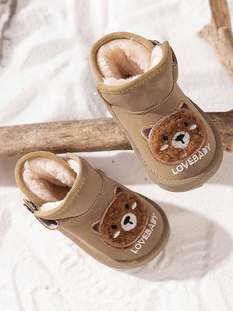 1 Pair Cartoon Snow Boots Warm Thick Winter Boots For Infant/Toddler Boys And Girls - Khaki - View 1