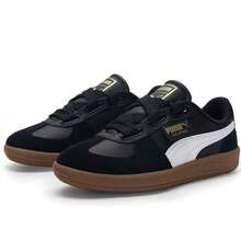 Puma Zapatillas casuales para mujer - Palermo Zapatillas deportivas con cordones anchos en T, zapatos ligeros para uso diario/viajes al aire libre, 402109-02 - Negro-Puma Blanco-Dorado - Ver 3