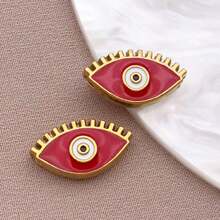 2pcs Fashion Enamel Stainless Steel Devil Eye Spacer Beads Charm High Quality Gold Plated Eye Spacer Beads Jewelry Findings For Necklaces, Bracelets, Earrings, Jewelry Making And DIY Crafts