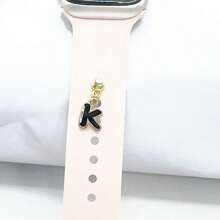 1pc Diamond Encrusted 26 English Letter Charm, Suitable For Silicone Watch Band Decoration