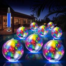 8 Pack Solar Powered Floating Pool Lights 14 Inch RG Inflatable Glow In The Dark Balls Waterproof Swimming Light Up Decorations For Swimming Pools Ach Yard Patio Party Night Decor Outdoor - transparent+ball+with+colorful+lights - View 2