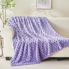 Super Soft King Blanket Pink Premium Silky Flannel Fleece 3D Ribbed Jacquard Lightweight Bed Blanket All Season Use (Pink Ribbed, King(90"X110")) - 薰衣草色 - 查看 8